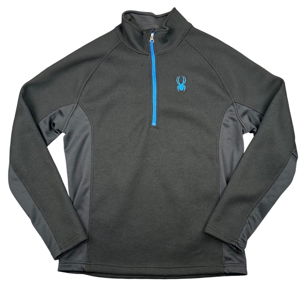 Spyder Womens Quarter Zip Fleece Pullover‎ Small Gray Waffle Knit